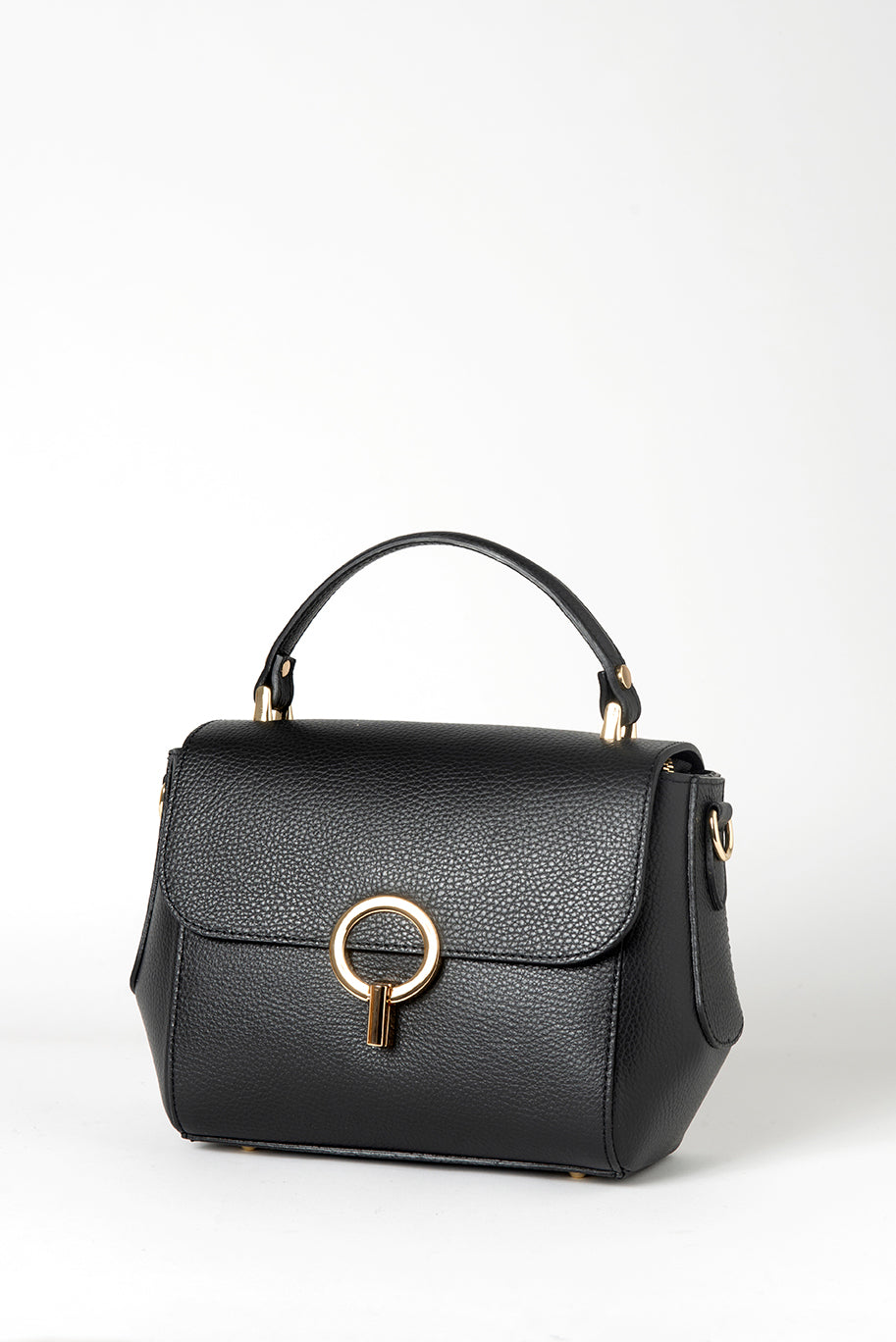 Elegant Italian leather shoulder bag in black color. Its sophisticated silhouette is perfect for both casual and formal occasions.