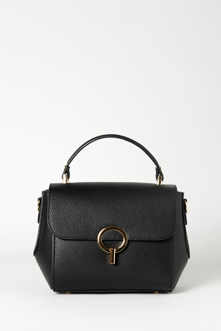 Elegant Italian leather shoulder bag in black color. Its sophisticated silhouette is perfect for both casual and formal occasions.