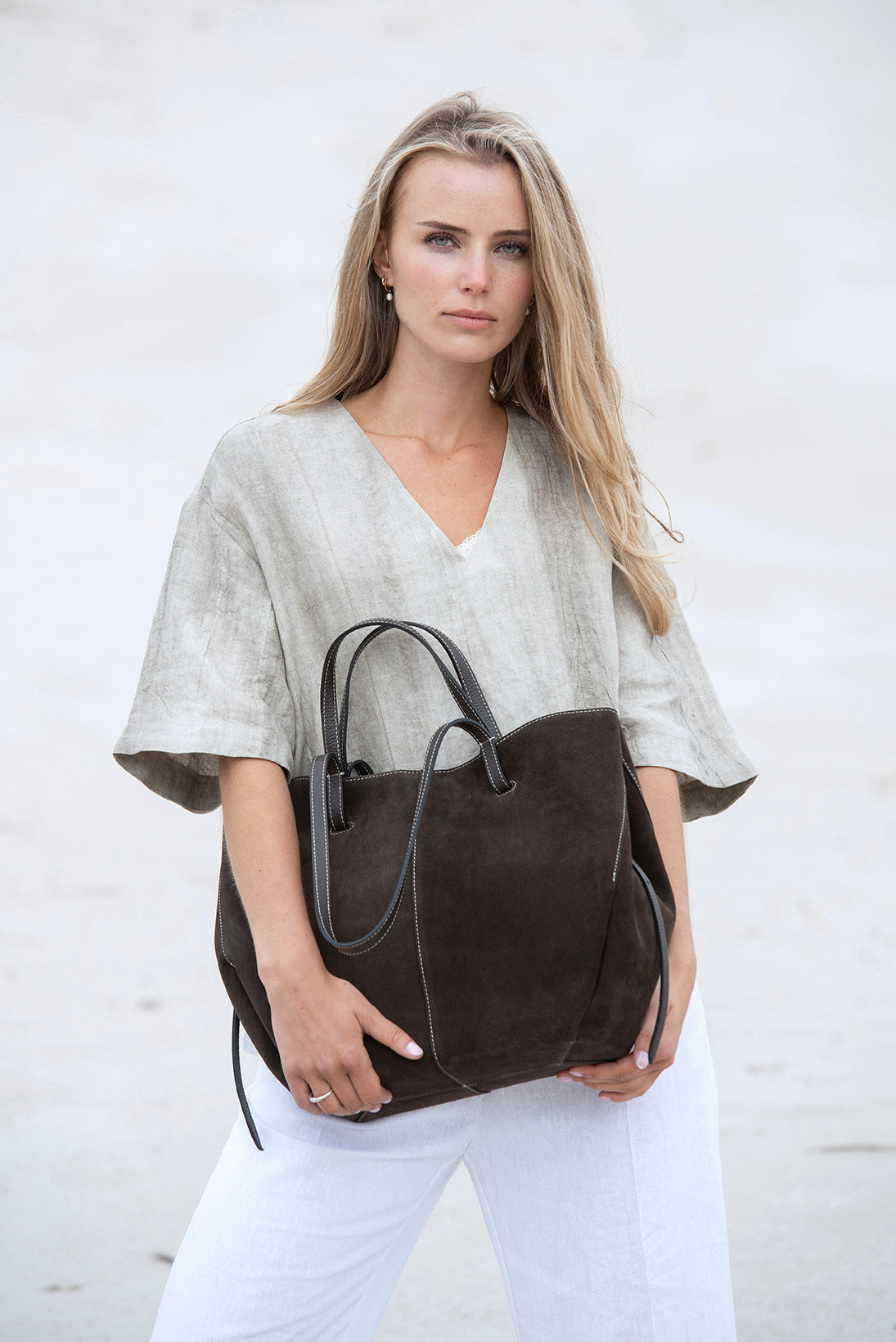 Coffee Suede Tote
